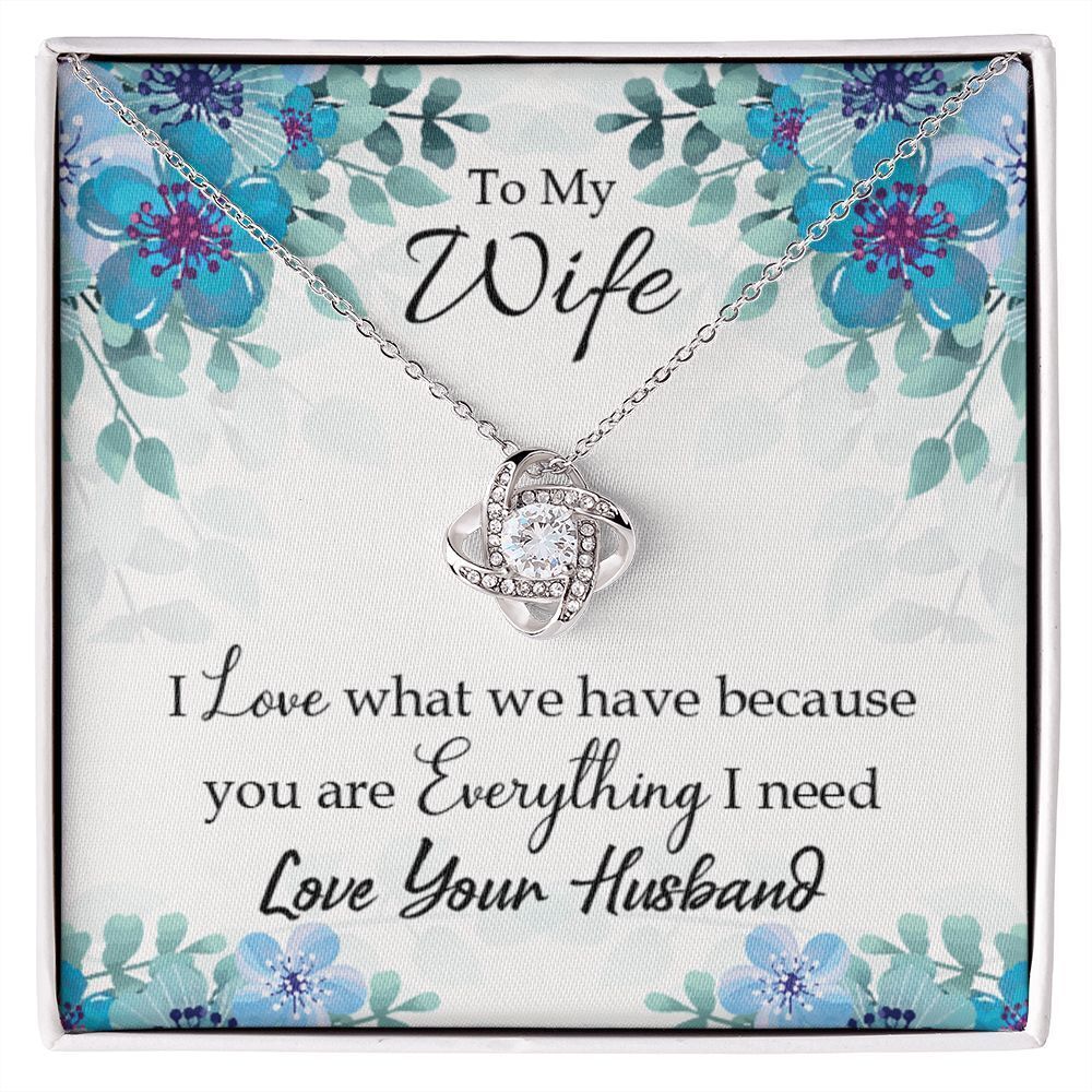 Wife When You Love Infinity Knot CZ Necklace Silver Tone Standard Box